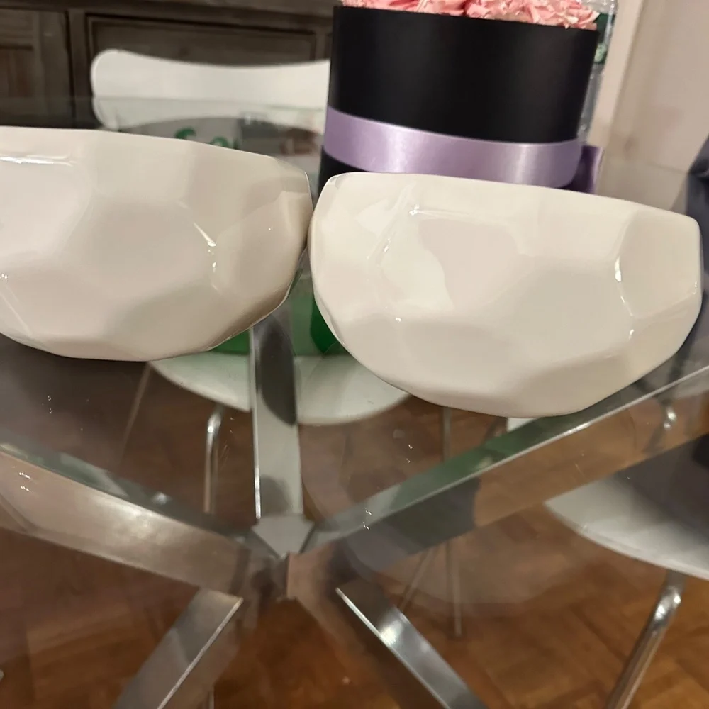 Ceramic Dog- White Food Bowl and Water Bowl Set for Brachycephalic Dogs
